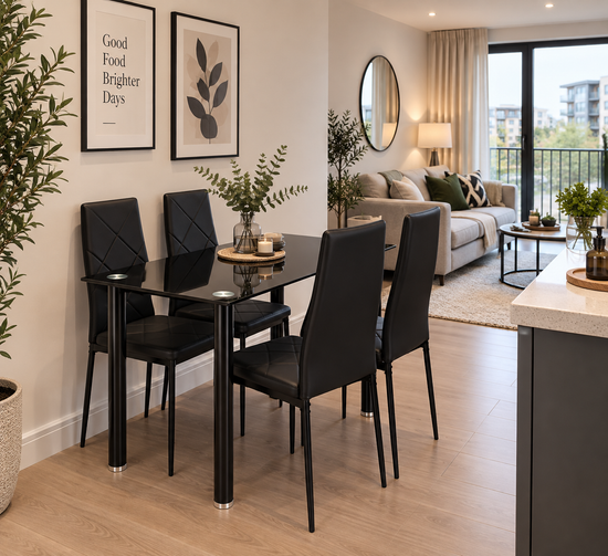 Space-Saving 5 Piece Dining Set - Black