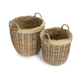 Tall Round Fireside Grey Rattan Log Basket With Removable Cordura Lining-1