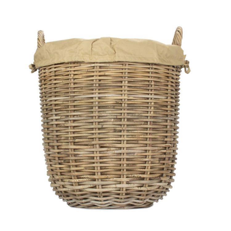 Tall Round Fireside Grey Rattan Log Basket With Removable Cordura Lining-2