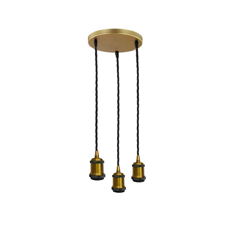 3 Head Pendant Braided Fabric Flex Lamp Holder Fitting Black finish~1283-7
