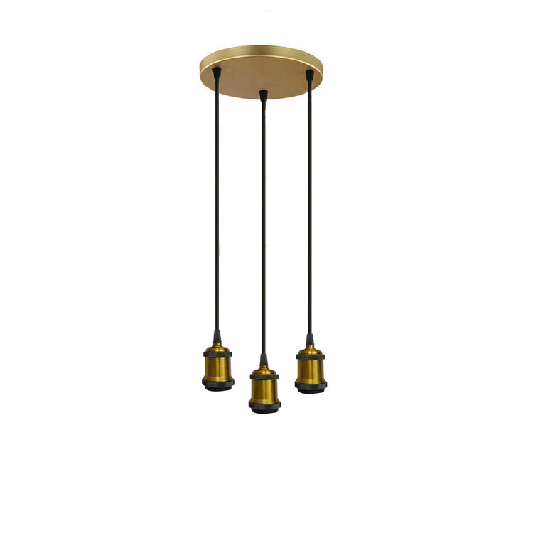 3 Head Pendant Braided Fabric Flex Lamp Holder Fitting Black finish~1283-3