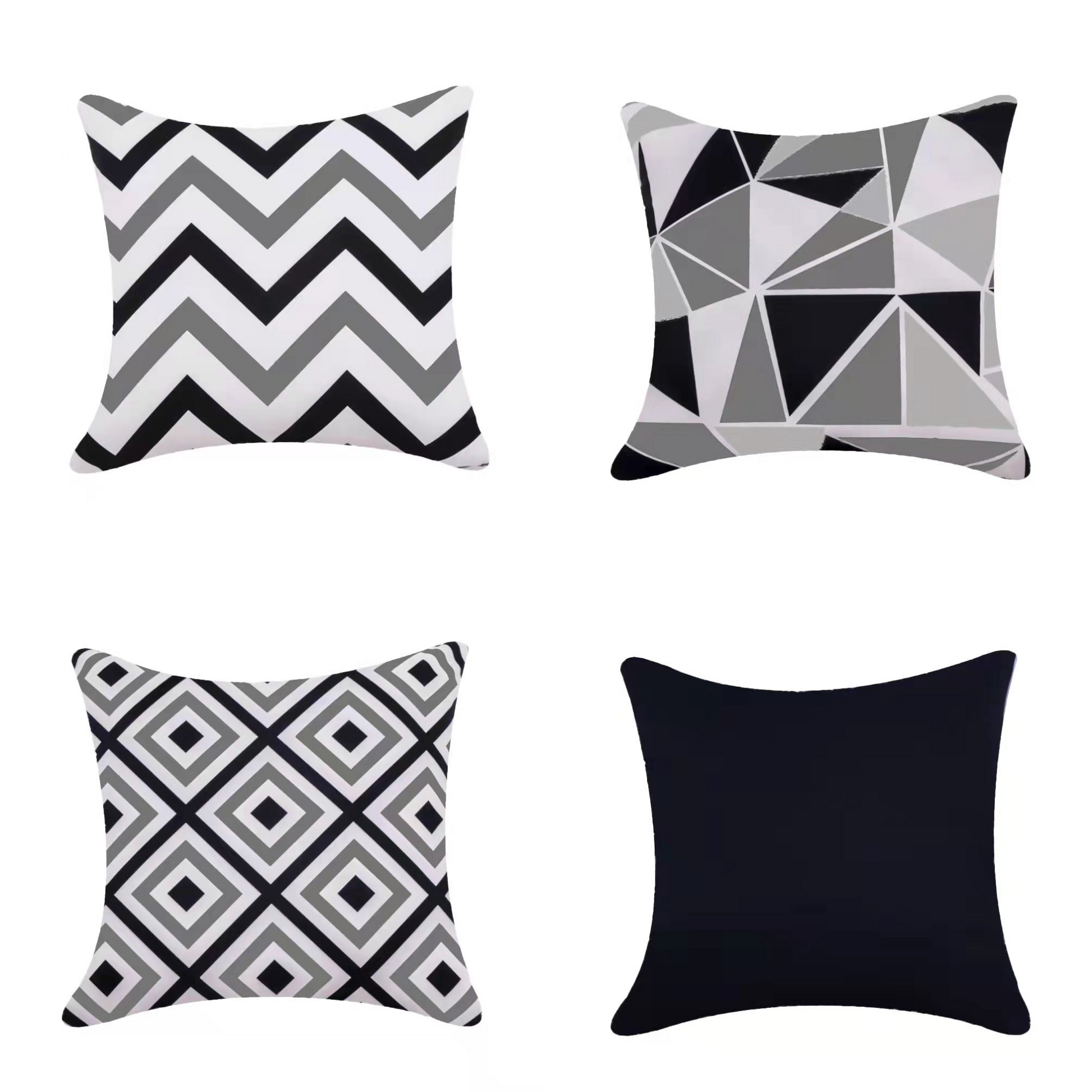 Water Resistant/Outdoor Cushion Covers for Home Garden Outdoor 45x45cm - Black Colour (Set of 6 & 4)-4