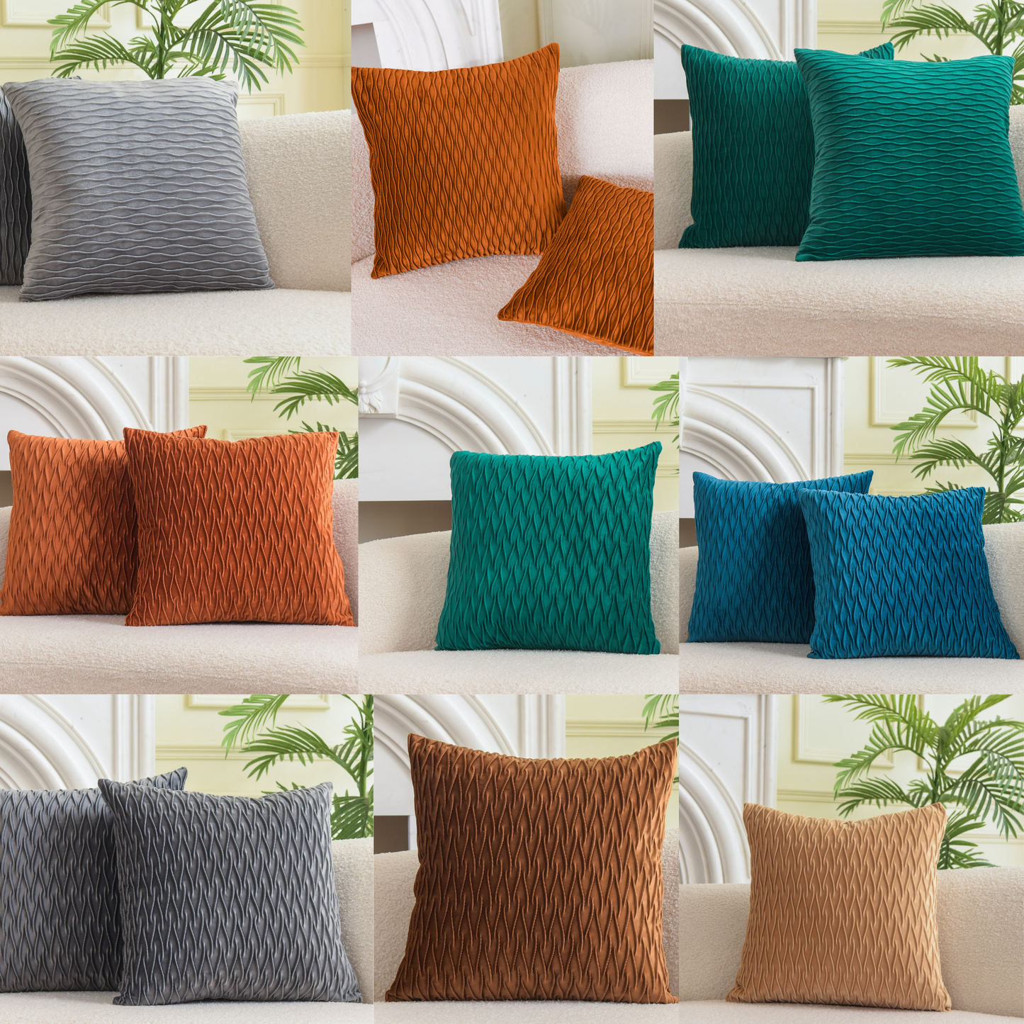 Wave Pattern Velvet Cushion Covers ( 45X45CM, 50CMx50CM and 55x55CM)-0