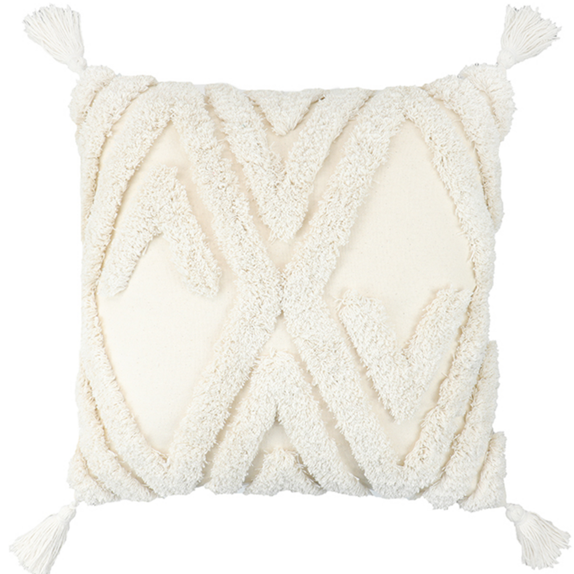 Pure Cotton Custom Boho Tassel Style Tufted Cushion Covers Home Decoration 45x45cm  (18 x 18 Inches) - Design 12-0