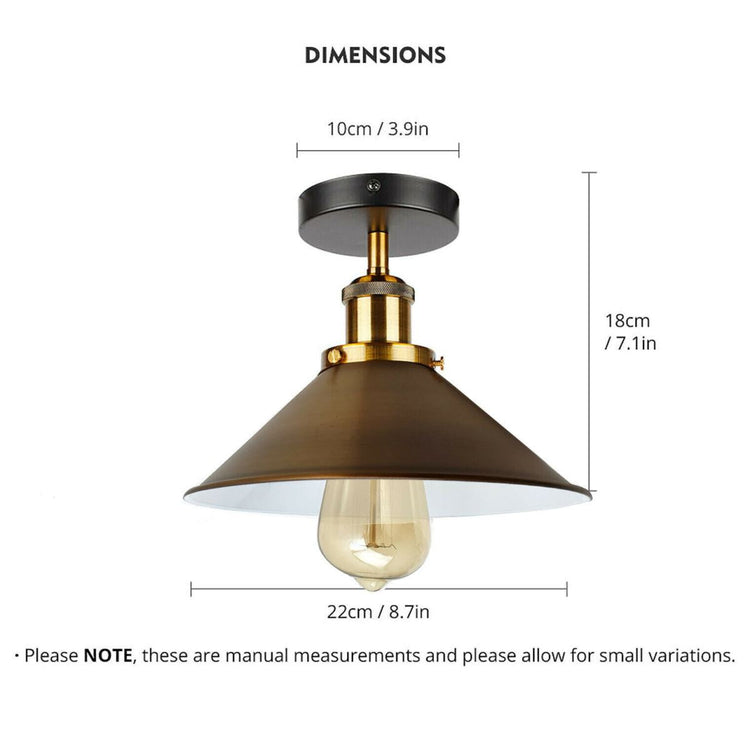 Vintage Industrial Ceiling Lights Retro Yellow Brass Shade Pendant Sconce Lamp~2598-4