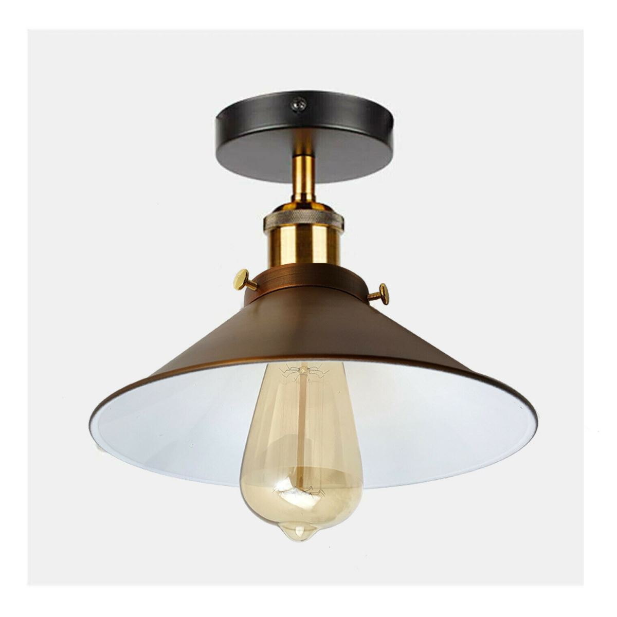 Vintage Industrial Ceiling Lights Retro Yellow Brass Shade Pendant Sconce Lamp~2598-2