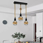 Vintage Industrial E27 3 Head Hemp Rope Pendant Ceiling Light Retro Decor~2230-0