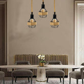 Vintage Industrial E27 3 Head Hemp Rope Pendant Ceiling Light Retro Decor~2230-4