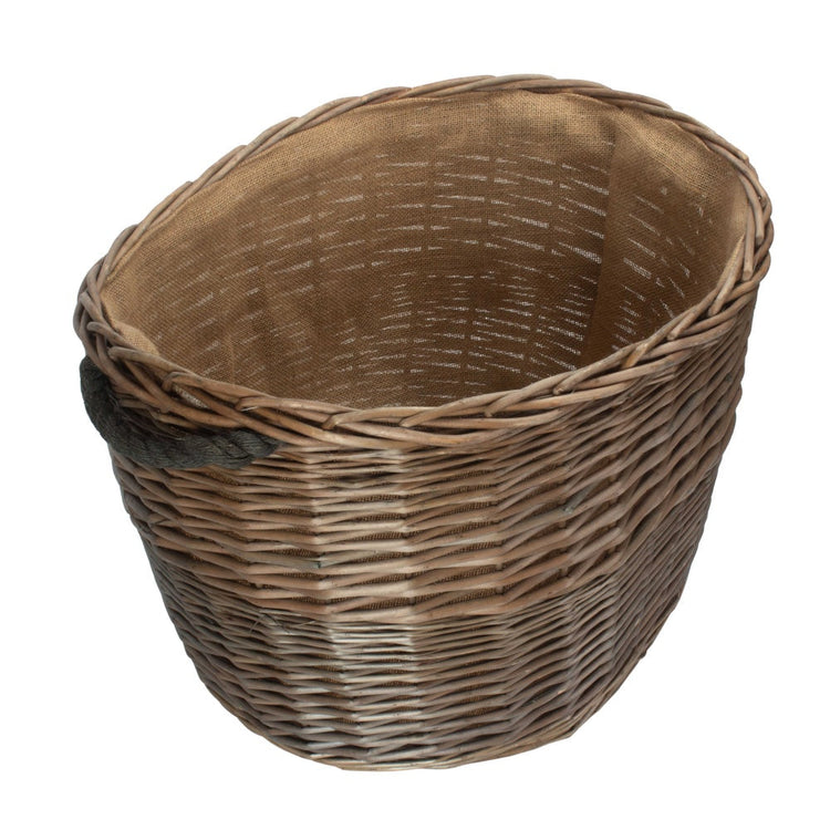 Oval Hessian Lined Wicker Log Basket-4