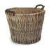 Round Grey Hessian Lined Wicker Log Basket-0