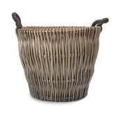 Small Round Grey Wicker Log Basket-2
