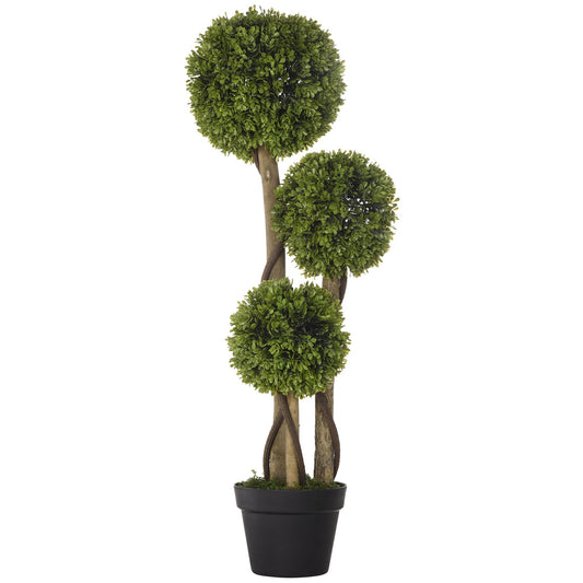 Decorative Artificial Plants Boxwood Ball Topiary Trees in Pot Fake Plants for Home Indoor Outdoor Decor, 90 cm-0