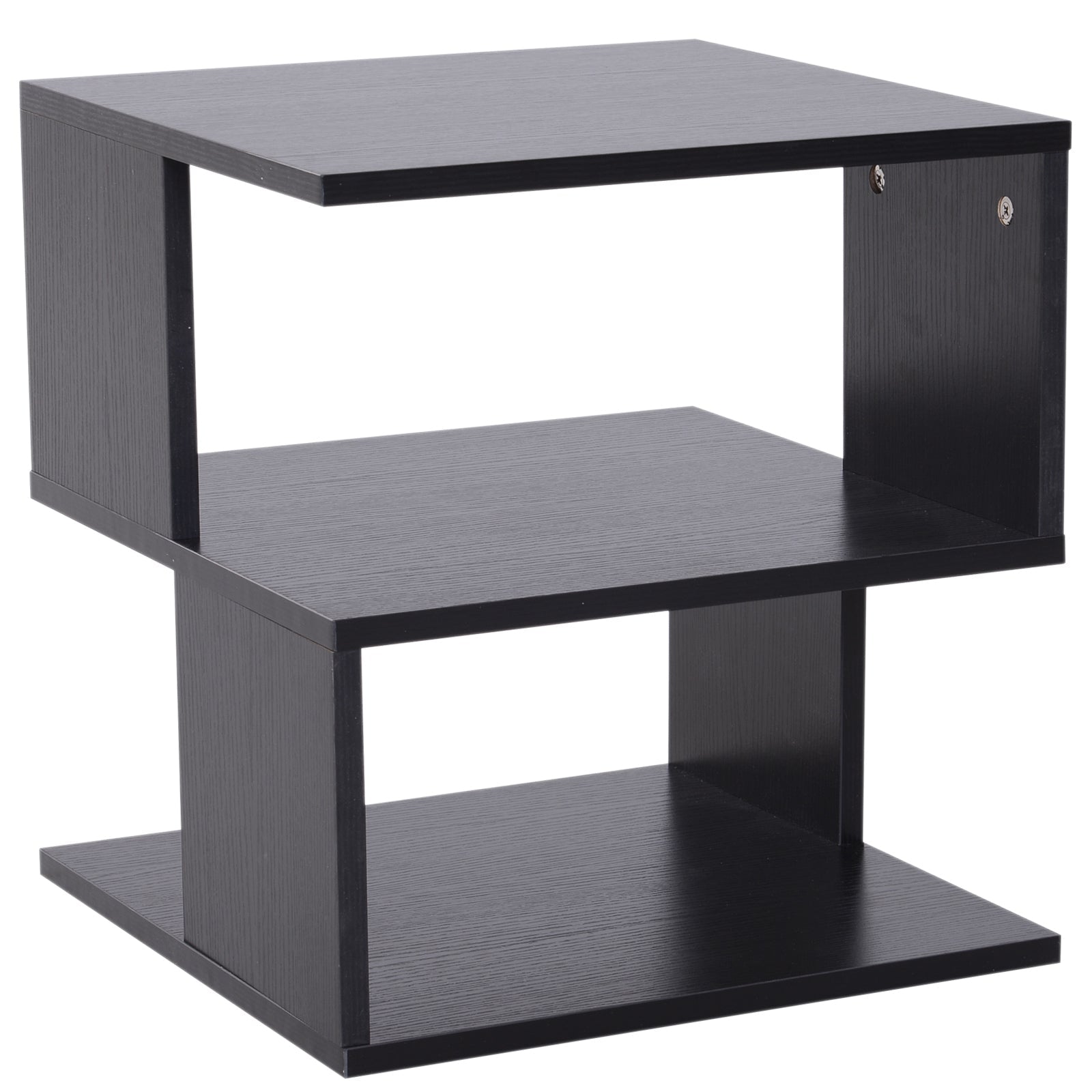 Modern Square 2 Tier Wood Coffee Side Table Storage Shelf Rack Living Room Black-0