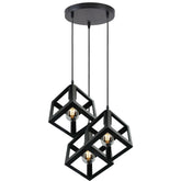 3 Cluster Pendant Light in Black Square Shape ~1256-6