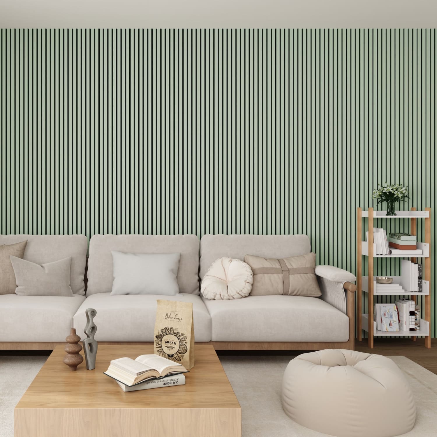 Acoustic Wall Panels in Pastel Green with Black Backing-2