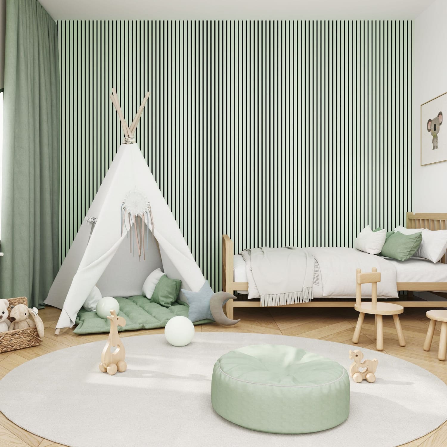 Acoustic Wall Panels in Pastel Green with Black Backing-3