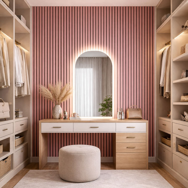 Acoustic Wall Panels in Petal Pink with Black Backing-3