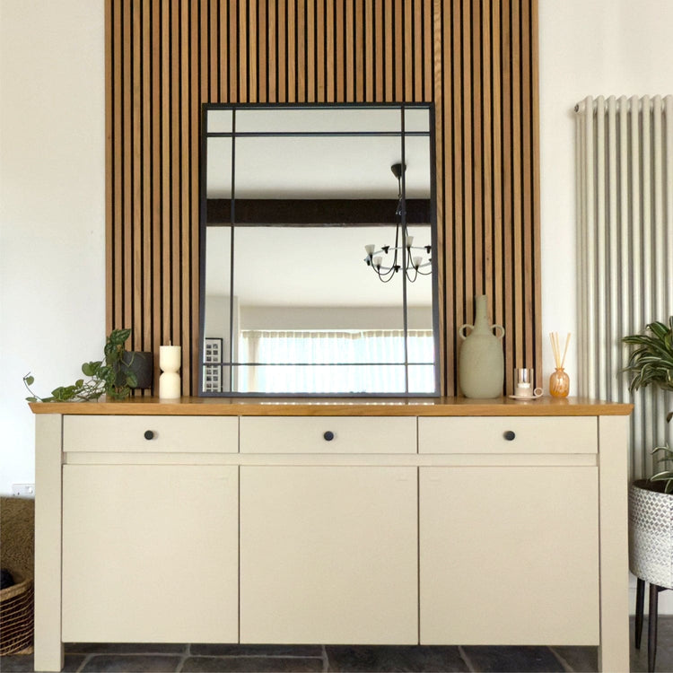 Aimi - Black Metal Rectangle Window Mirror - 95cm x 120cm.-1