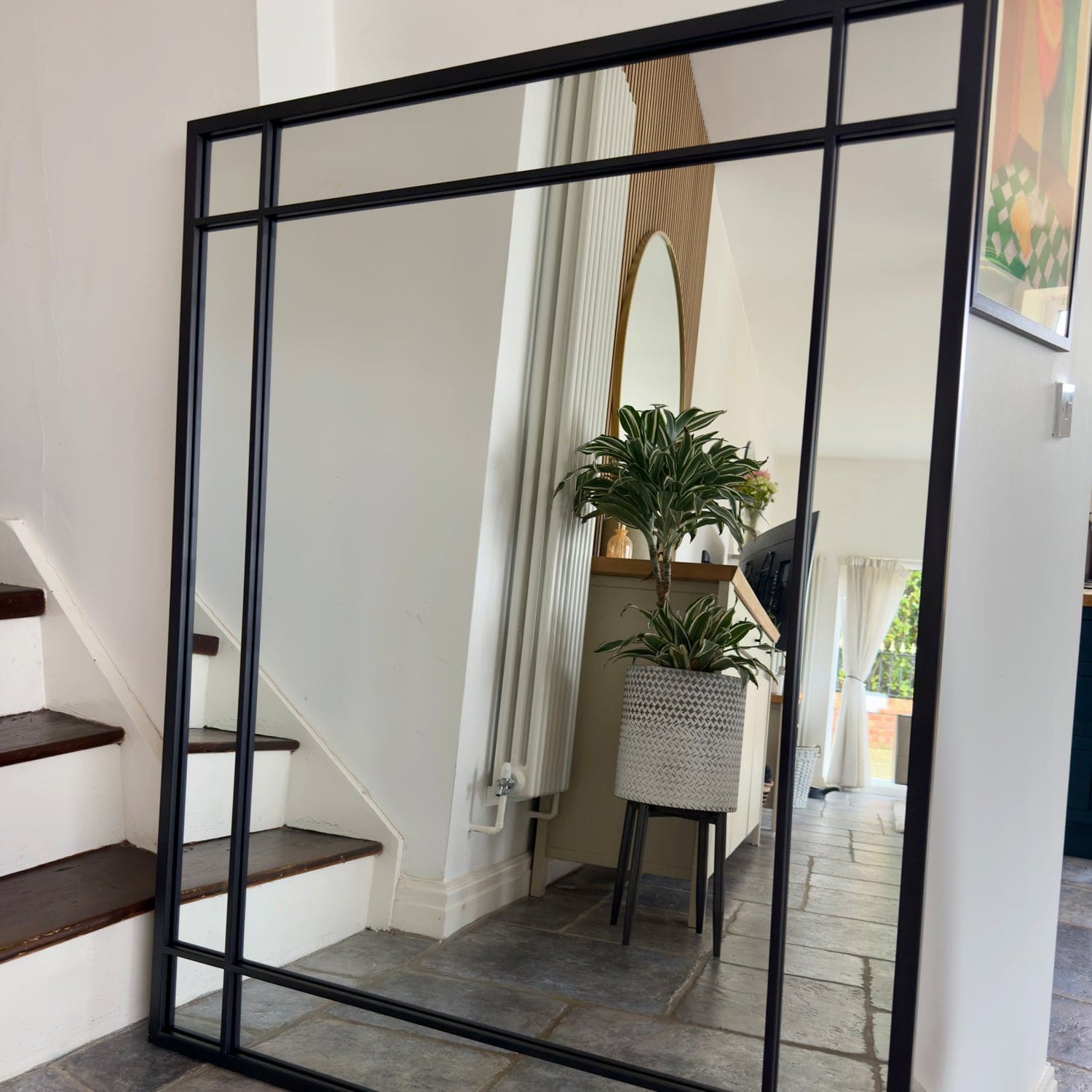 Aimi - Black Metal Rectangle Window Mirror - 95cm x 120cm.-3