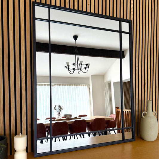 Aimi - Black Metal Rectangle Window Mirror - 95cm x 120cm.-0