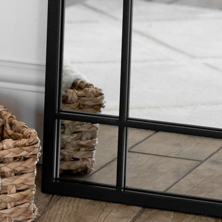 Aimi - Full Length Black Metal Rectangle Window Mirror - 180cm x 90cm-1
