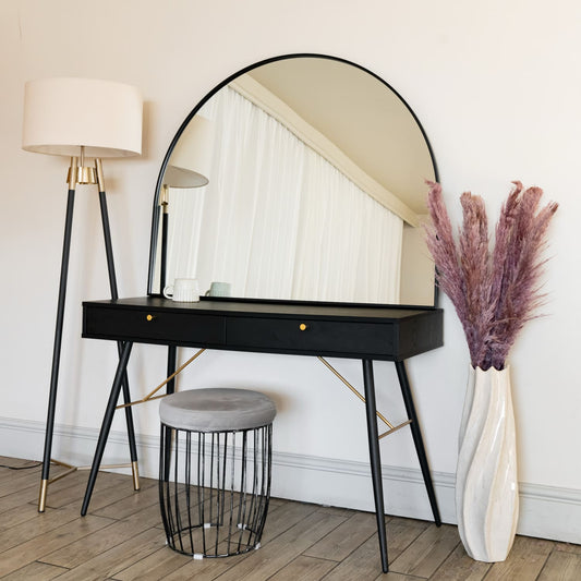 Akiko - Black Metal Arched Mirror - 95cm x 120cm-0