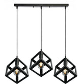 3 Cluster Pendant Light in Black Square Shape ~1256-7