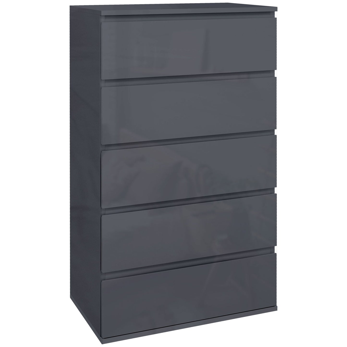 High Gloss Chest of Drawers, 5-Drawer Storage Cabinets, Modern Dresser, Storage Drawer Unit for Bedroom-0