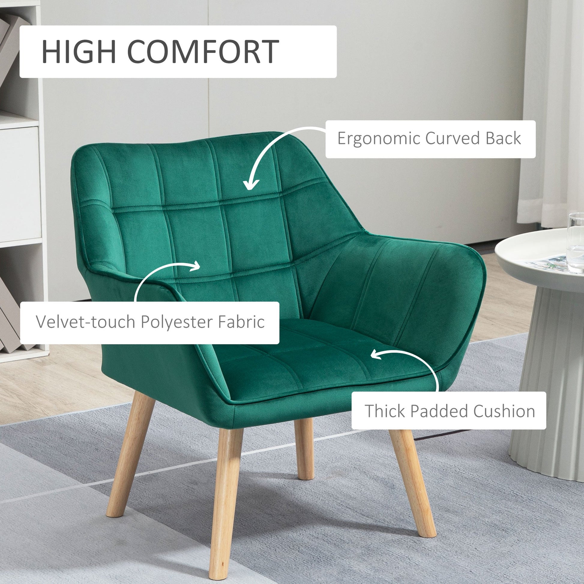 Luxe Velvet Accent Armchair Set with Wide Arms - Green-3