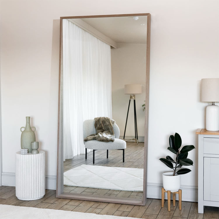 Hanaka - Full Length Walnut Wood Rectangle Mirror - 200cm x 100cm-0