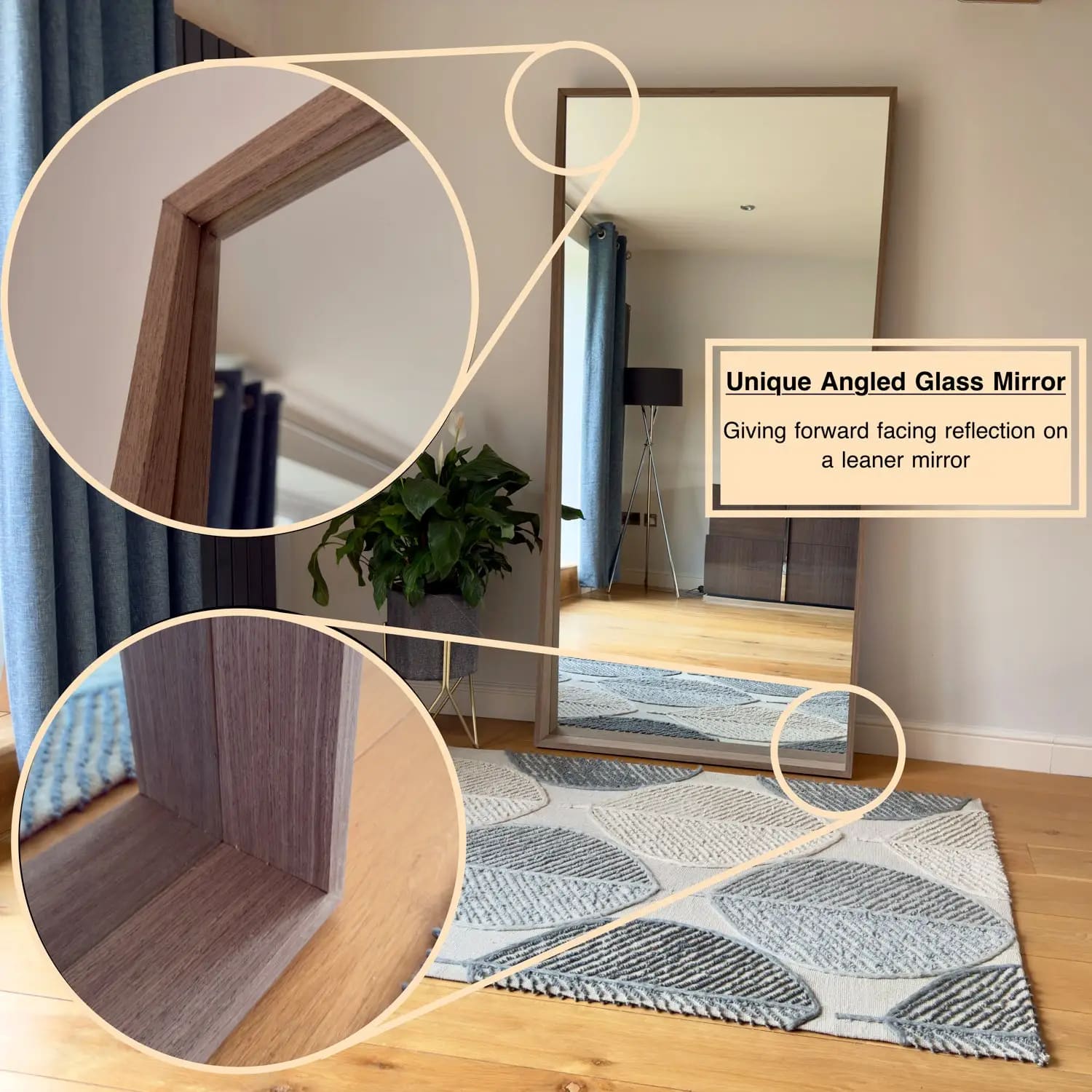 Hanaka - Full Length Walnut Wood Rectangle Mirror - 200cm x 100cm-2
