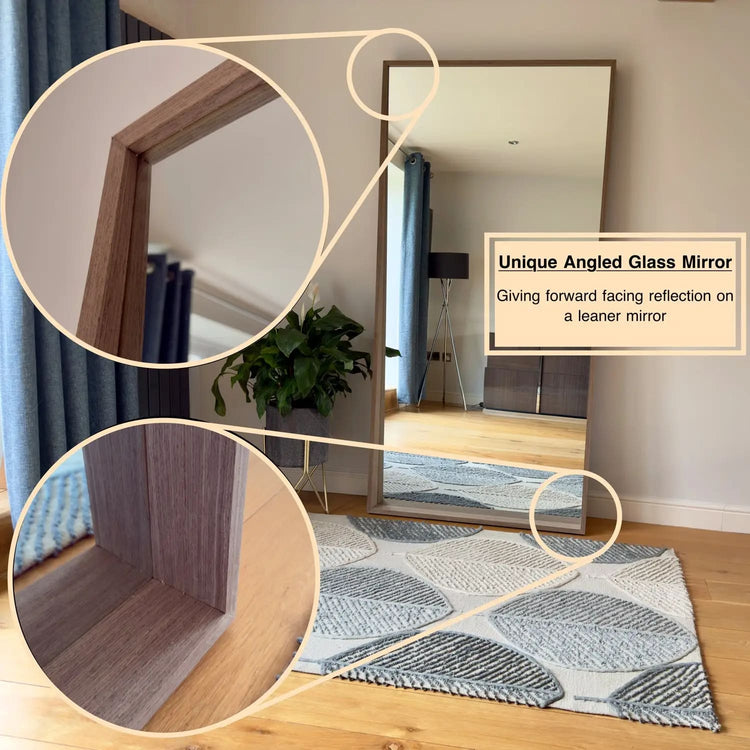 Hanaka - Full Length Walnut Wood Rectangle Mirror - 200cm x 100cm-2