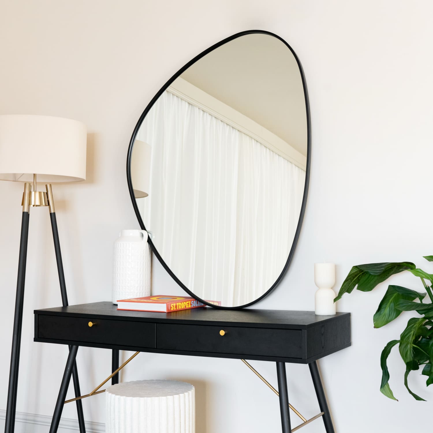 Izumi - Black Metal Irregular Pebble Mirror - 120cm x 90cm-3