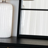 Kyō - Black Metal Rectangle Lattice Window Mirror - 120cm x 95cm-2
