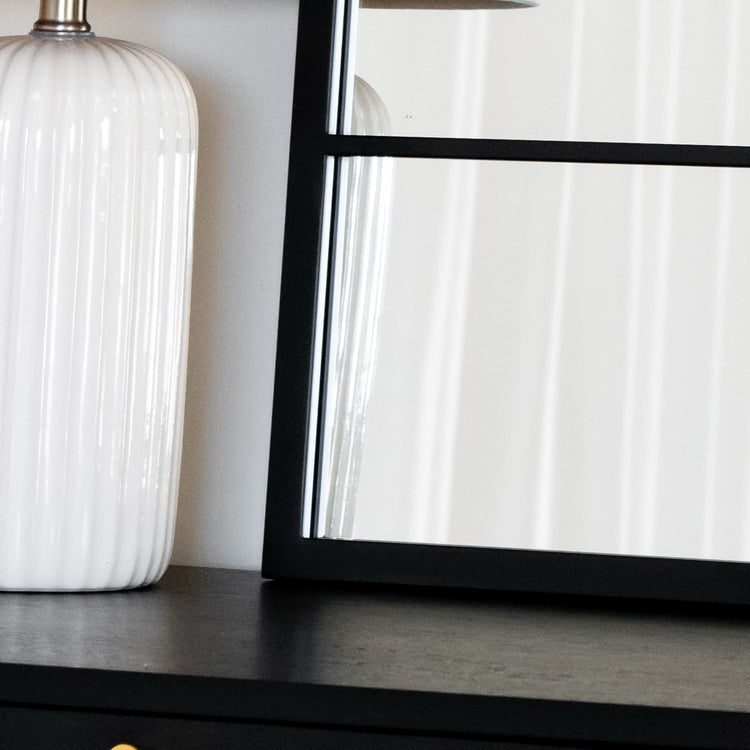 Kyō - Black Metal Rectangle Lattice Window Mirror - 120cm x 95cm-2