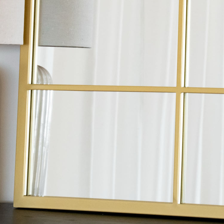 Kyō - Gold Metal Rectangle Lattice Grid Mirror - 120cm x 95cm-2