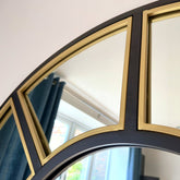 Mio - Full Length Black & Gold Metal Arched Window Mirror - 180cm x 105cm.-1