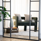 Mio - Full Length Black Metal Arched Window Mirror - 180cm x 90cm.-3