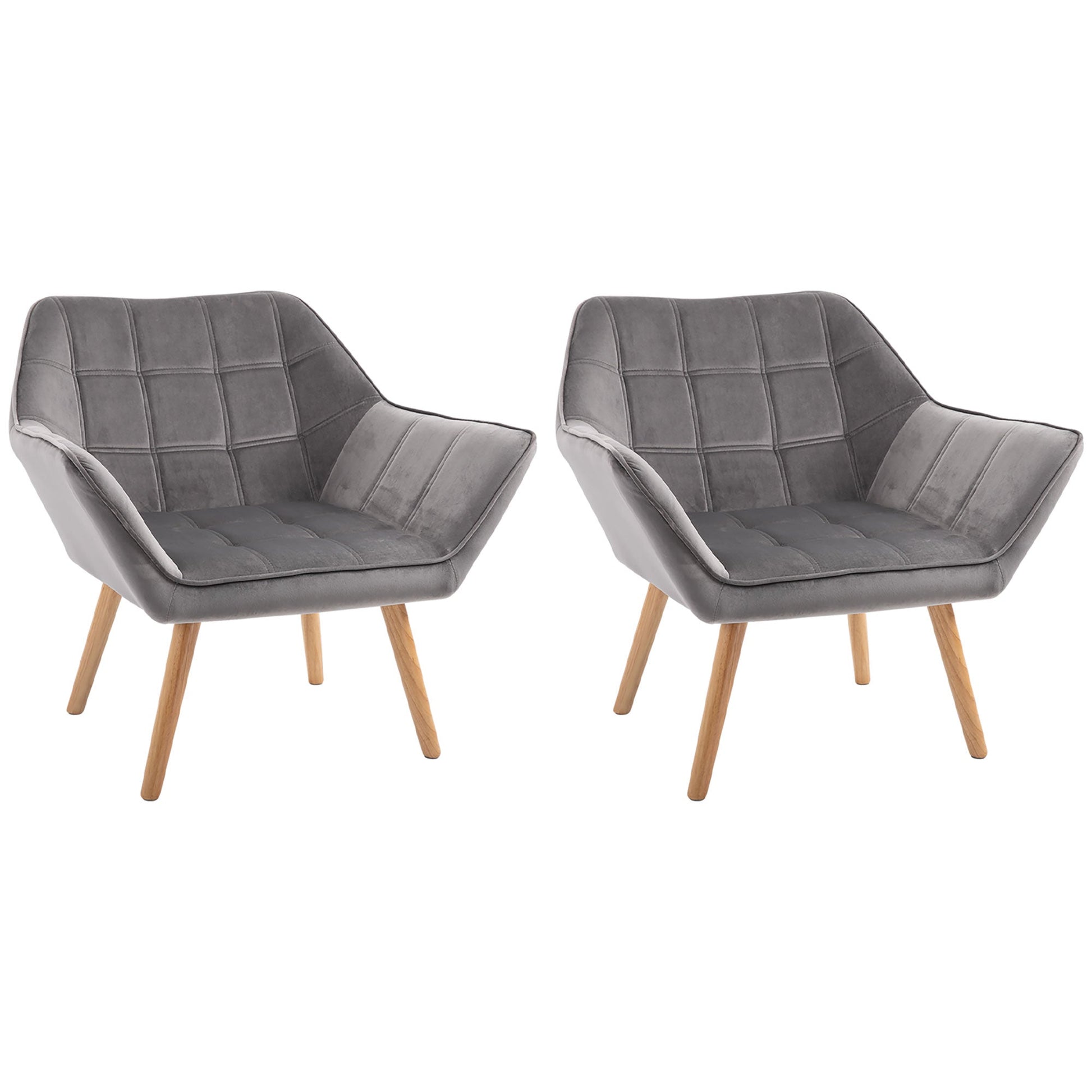 Luxe Velvet Accent Armchair Set of 2 - Grey-0