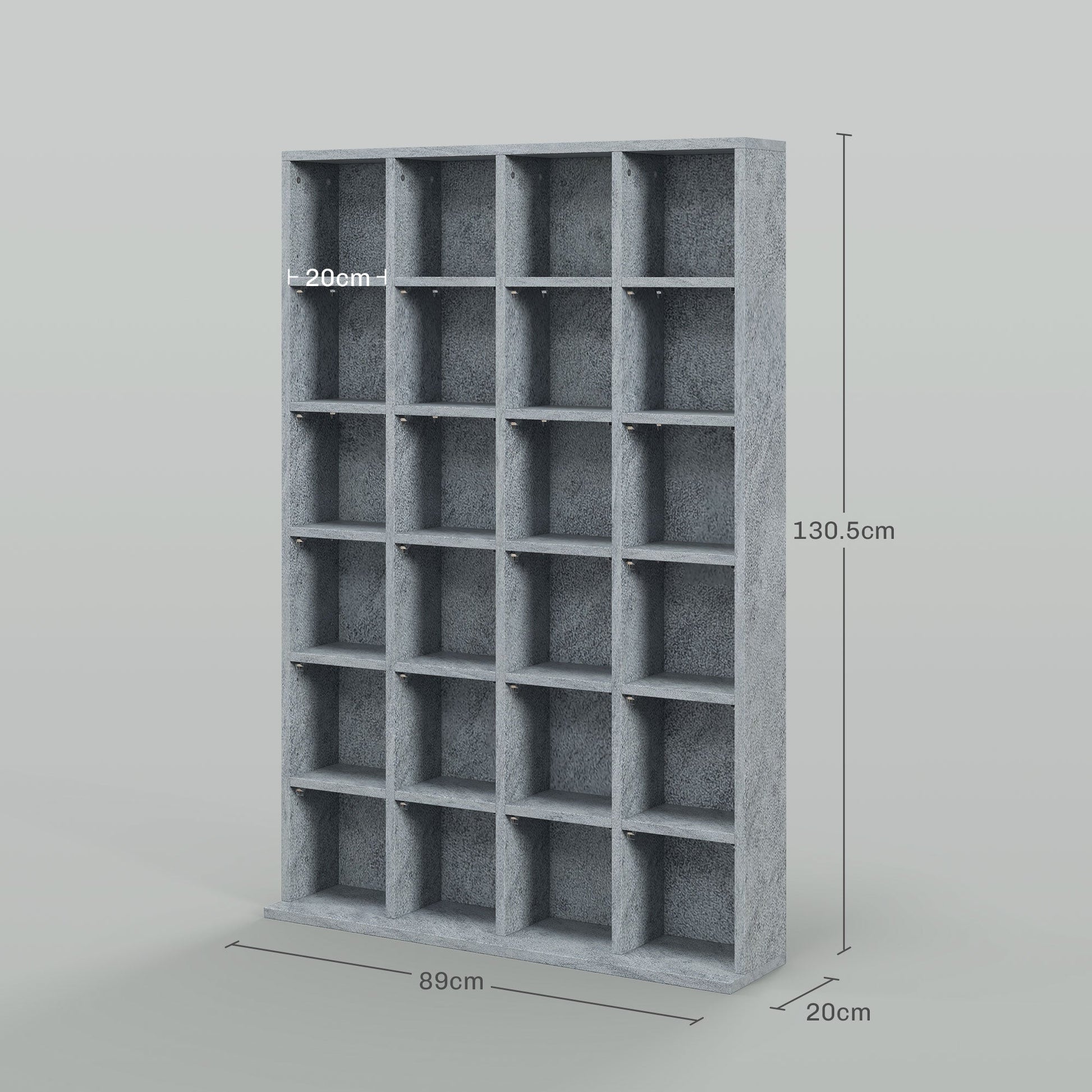 CD Storage Unit with Adjustable Shelves, 89 x 130.5 cm, Cement Grey-2