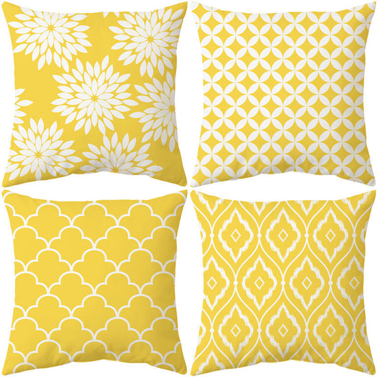 Water Resistant Stain Resistant Outdoor Cushion Covers for Home Garden Outdoor 45x45cm - Yellow (Set of 4)-0