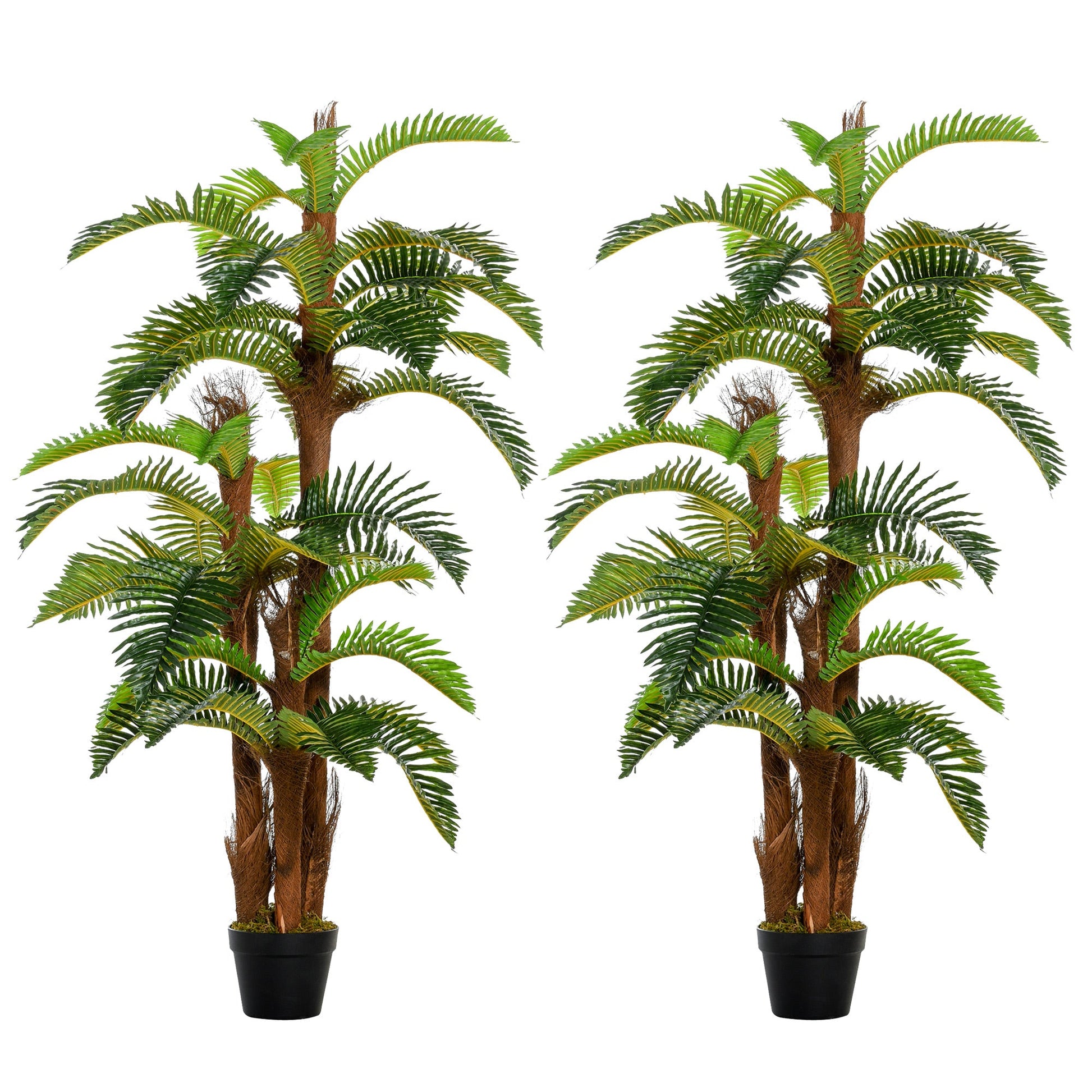 Set of 2 Artificial Tropical Palm Plants with Bendable Leaves - Green-0