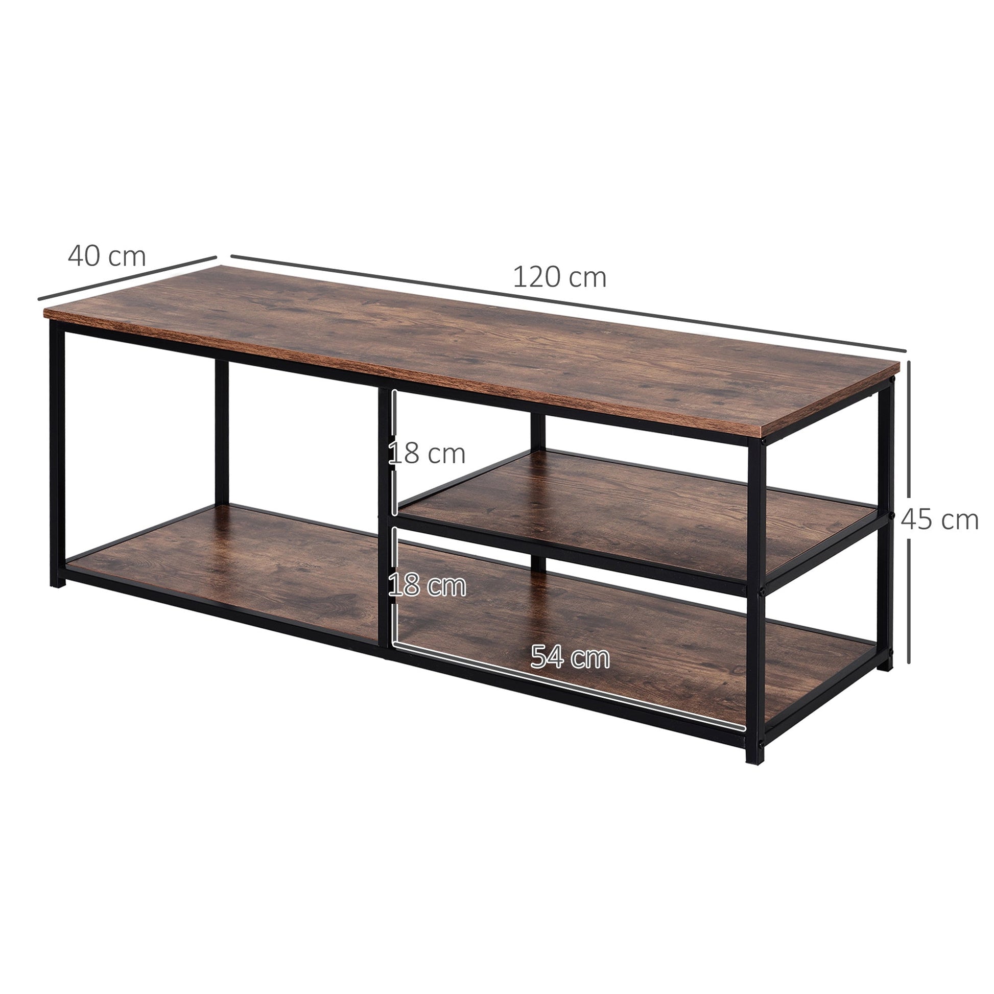 TV stand Industrial Style TV Cabinet With Storages 2 Shelves Metal Frame For living Room-2