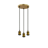 3 Head Pendant Braided Fabric Flex Lamp Holder Fitting Black finish~1283-5