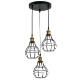 Modern Industrial Wire Cage Retro 3 Head Ceiling Pendant Light Lamp ~2025-7
