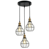 Modern Industrial Wire Cage Retro 3 Head Ceiling Pendant Light Lamp ~2025-8