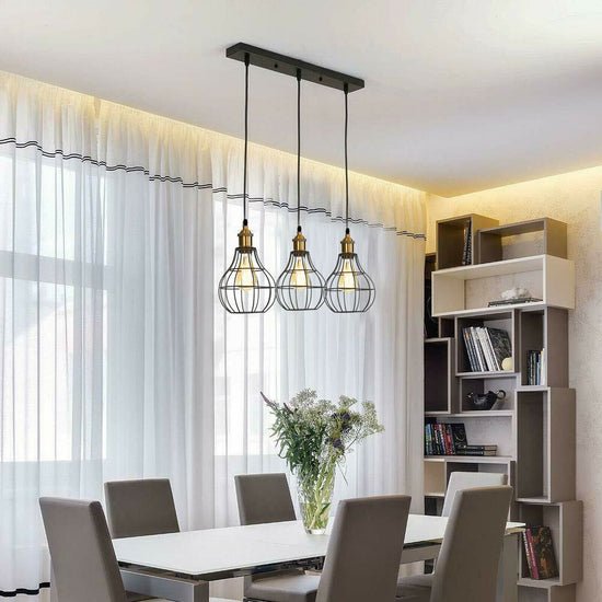Modern Industrial Wire Cage Retro 3 Head Ceiling Pendant Light Lamp ~2025-0