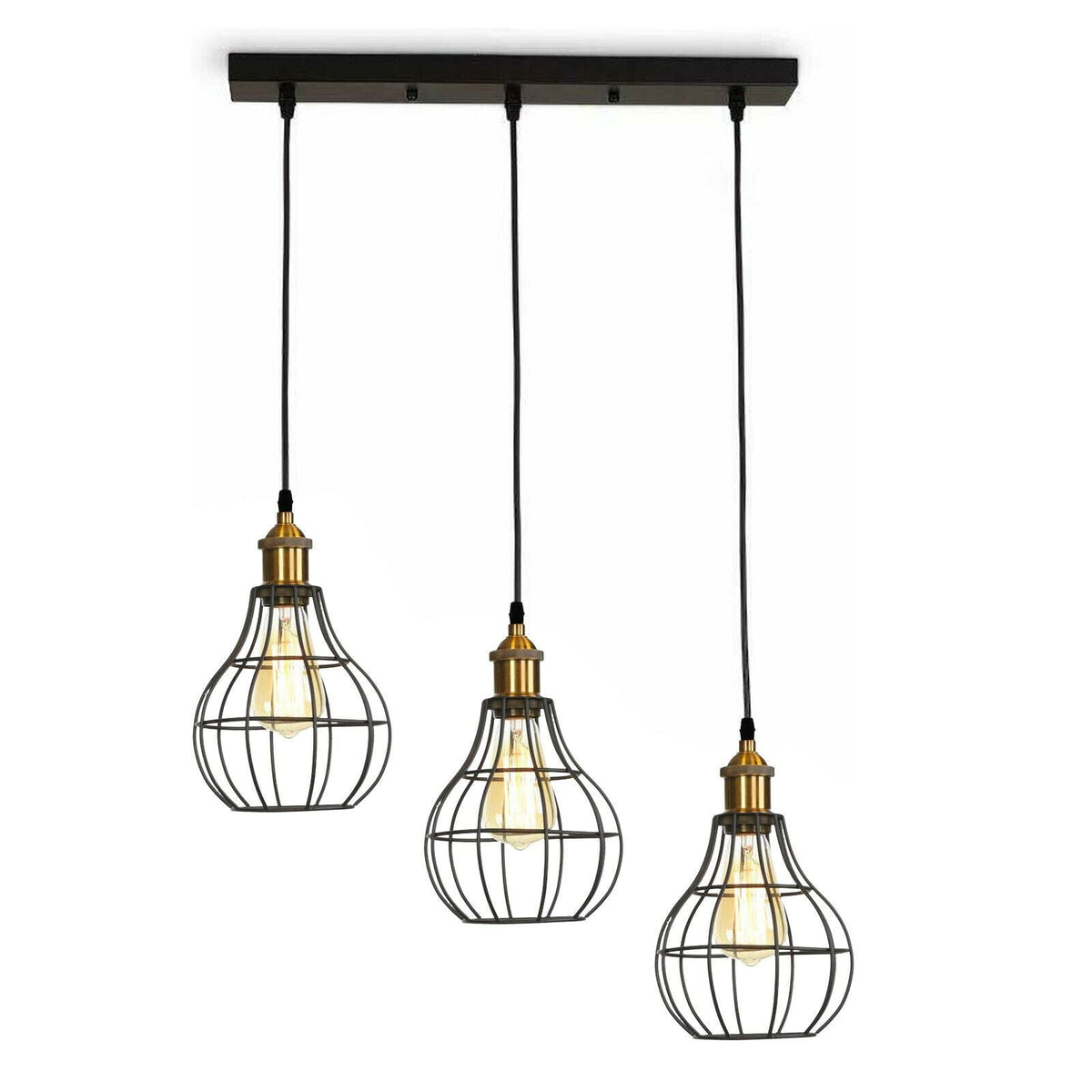 Modern Industrial Wire Cage Retro 3 Head Ceiling Pendant Light Lamp ~2025-6