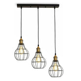Modern Industrial Wire Cage Retro 3 Head Ceiling Pendant Light Lamp ~2025-6
