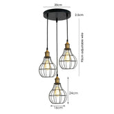 Modern Industrial Wire Cage Retro 3 Head Ceiling Pendant Light Lamp ~2025-3